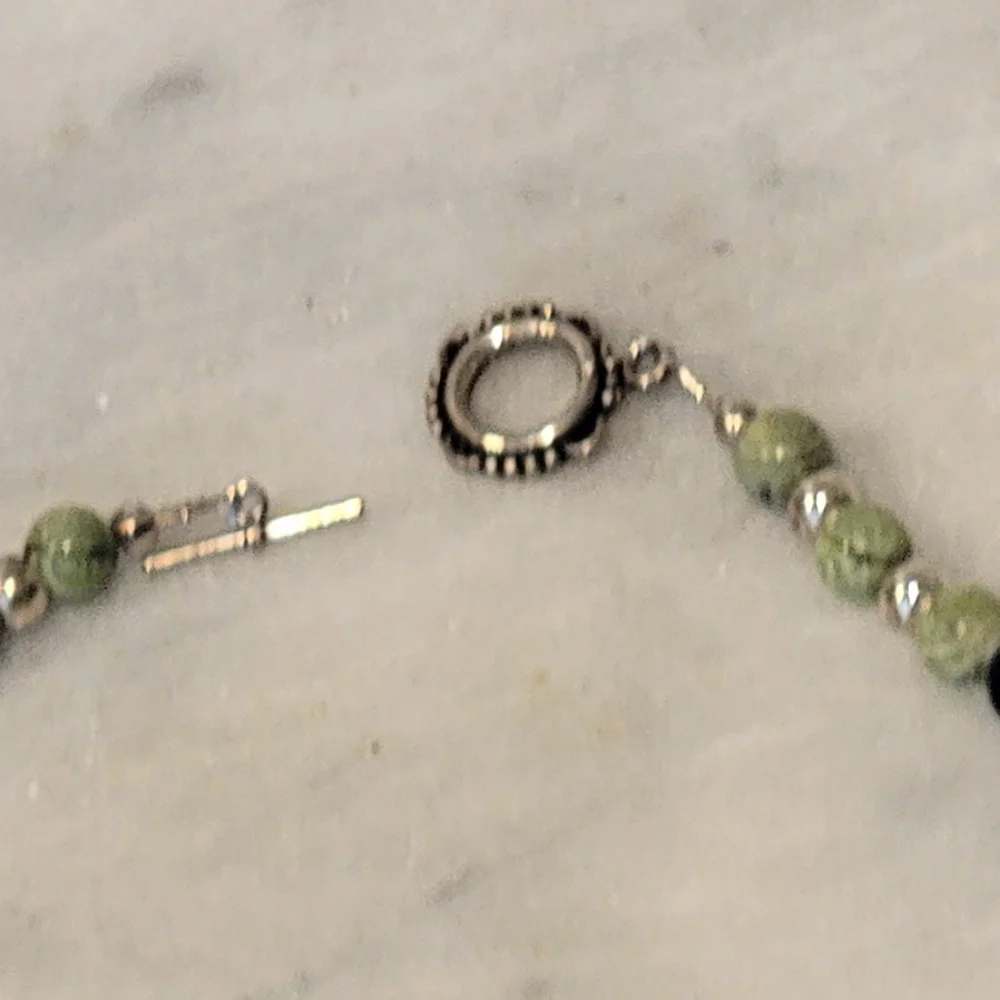Jade Pearl Sterling Sterling Necklace Earring Set Rutimated Quartz 925 18.5" - Picture 5 of 9